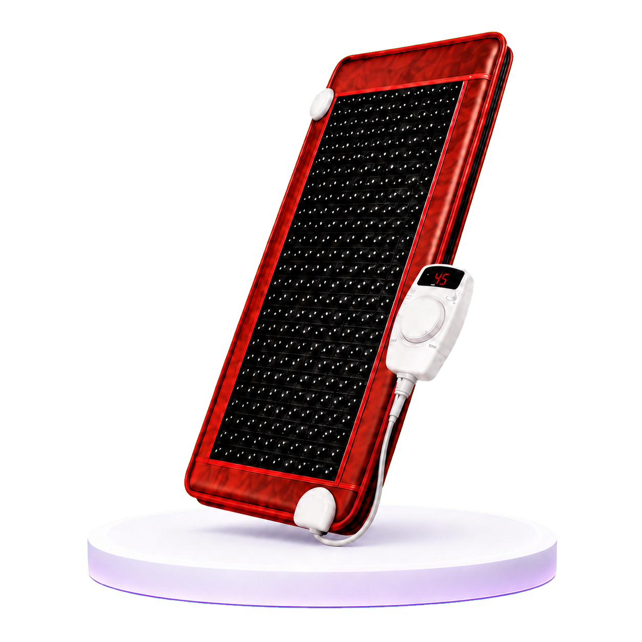 Manta de Hipertermia Hydrogen Max vermelha com controle digital sobre base iluminada
